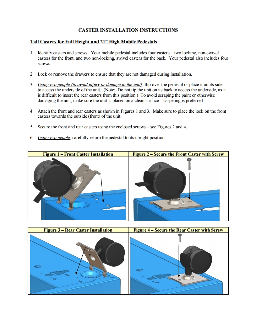 Mobile Pedestal Files Caster Installation Instructions thumb