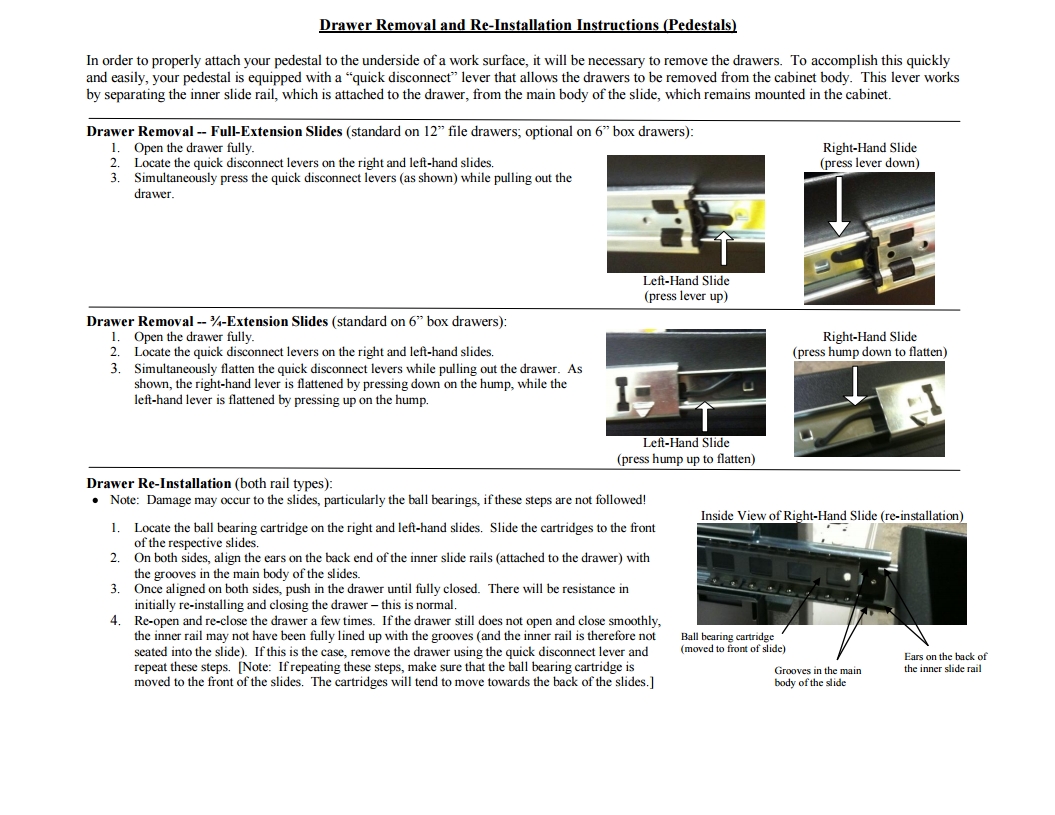 Pedestal Files Drawer Removal and Installation Instructions thumb